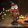Resin Figurine Ornaments Wooden Halloween Figurines, Pumpkin Scarecrow Wizard Owl Black Cat Tabletop Decorations Statue, Rustic Desktop for