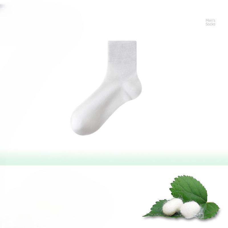 

Summer Silk Stockings for Men, Thin and Breathable with Mesh Design, Anti-tangling, Cool To The Touch, Made of Pure Silk. 1 pair белый