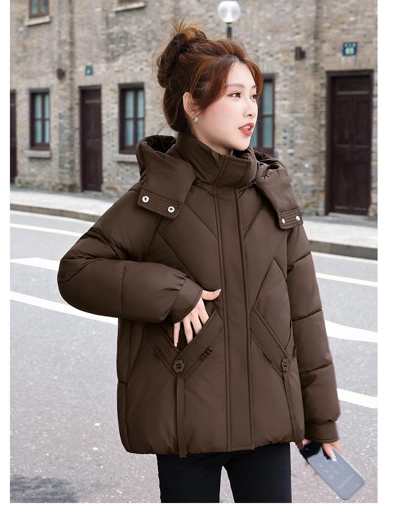 Women’s Short Hooded Windproof Thicken Warm Winter Jacket With Raglan Sleeves