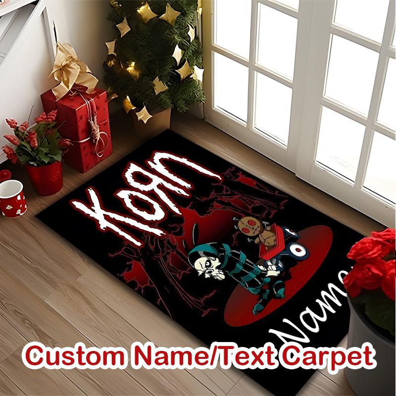 1pc General-purpose Rug, Korn Band Horror Art Printed Area Rug, Comfortable Office Chair Carpet, Home Entrance Floor Mat