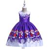 Christmas Children'S Dress Cartoon Printed Satin Cloth Performance Christmas Dance Performance Dress