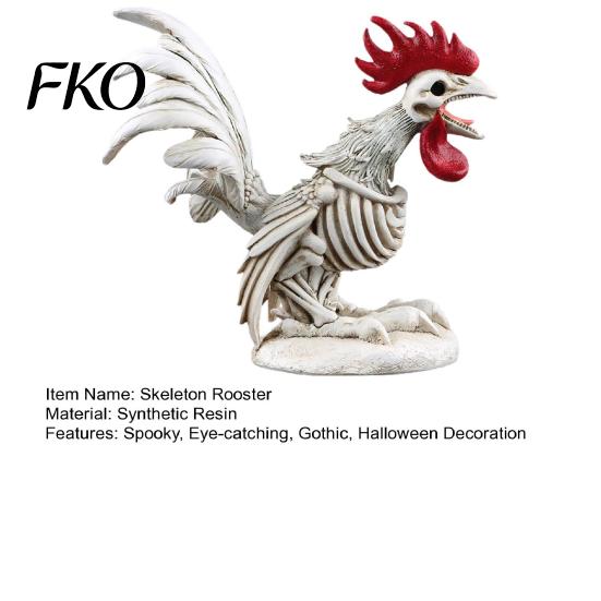 Unique Halloween Party Props Skeleton Rooster, Lifelike Chicken Decoration, Spooky Animal Artistic Resin Craft Bone Statue for Desktop Yard