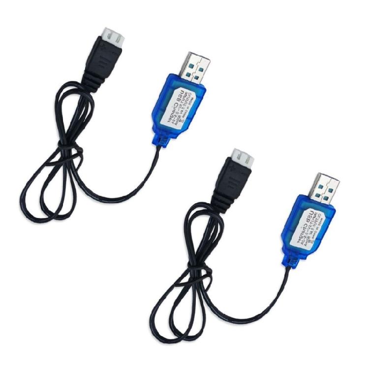USB Charger Cable SM2.0 2P Connectors for 7.2V 250mA NiMH NiCD Batteries with LED Indicator and Safe Charging