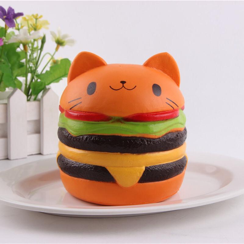 Koci Hamburger Squishy Zabawka z Powolnym Odbiciem Miękki Materiał PU Do Redukcji Stresu i Jako Prezent