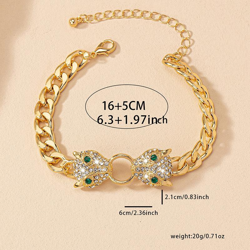 Europäisches und Amerikanisches Minimalistisches Rundes Emaille-Armband mit Leopardenkopf