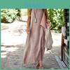 Vestido Básico de Algodón Línea A con Cuello en V Sin Mangas para Verano Ropa Casual