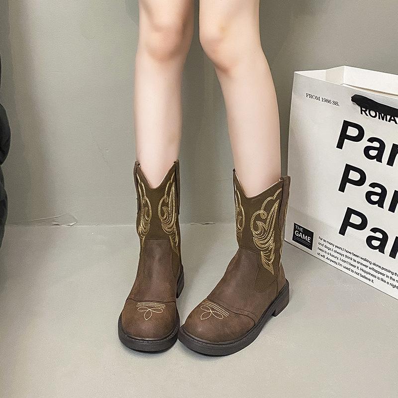 Vintage Embroidered Western Cowboy Boots Women's Vintage Summer Knight Boots Martin Boots