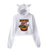 Korean Fashion Icrimax Print Kawaii Crop Top Hoodie Funny Cat Ear Cropped Short Sweatshirt Hooded Pullover Women Tops Streetwear