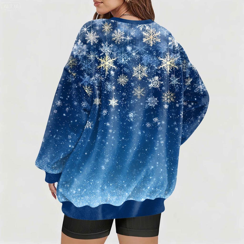 Modă Femei Casual Mânecă Lungă Crăciun Imprimat Decolteu în V Top Hanorac