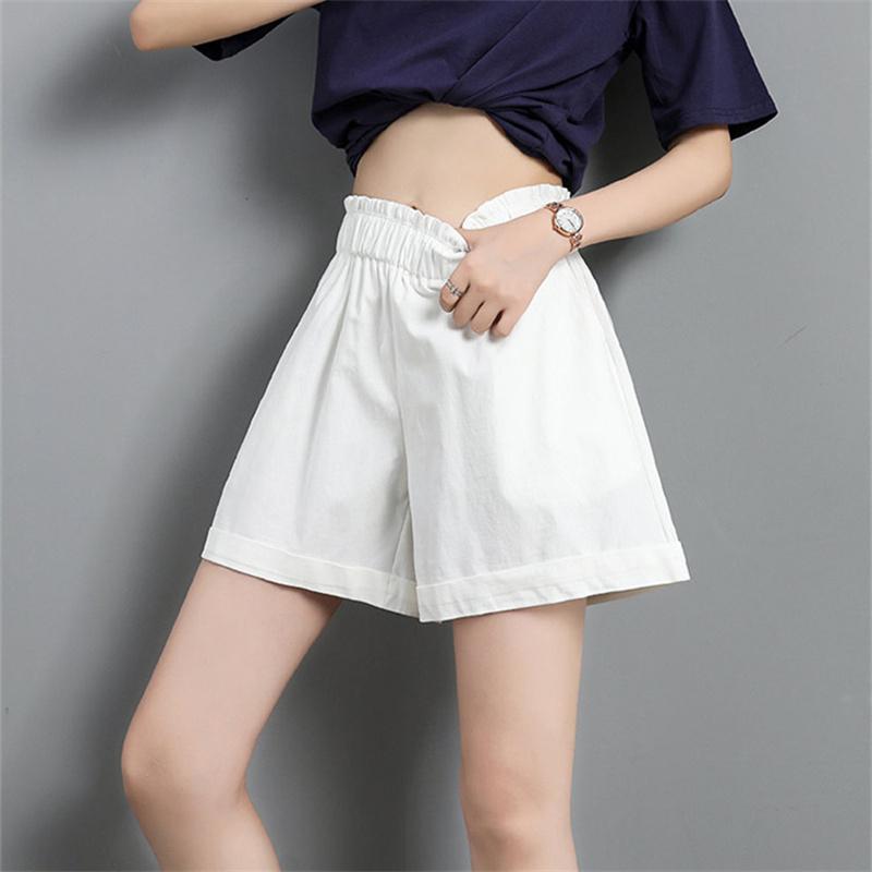 Summer Chiffon Korean High waist Ladies Shorts Women Flower Bud Vintage Harajuka Short Feminino Casual Elastic Wide Leg shorts
