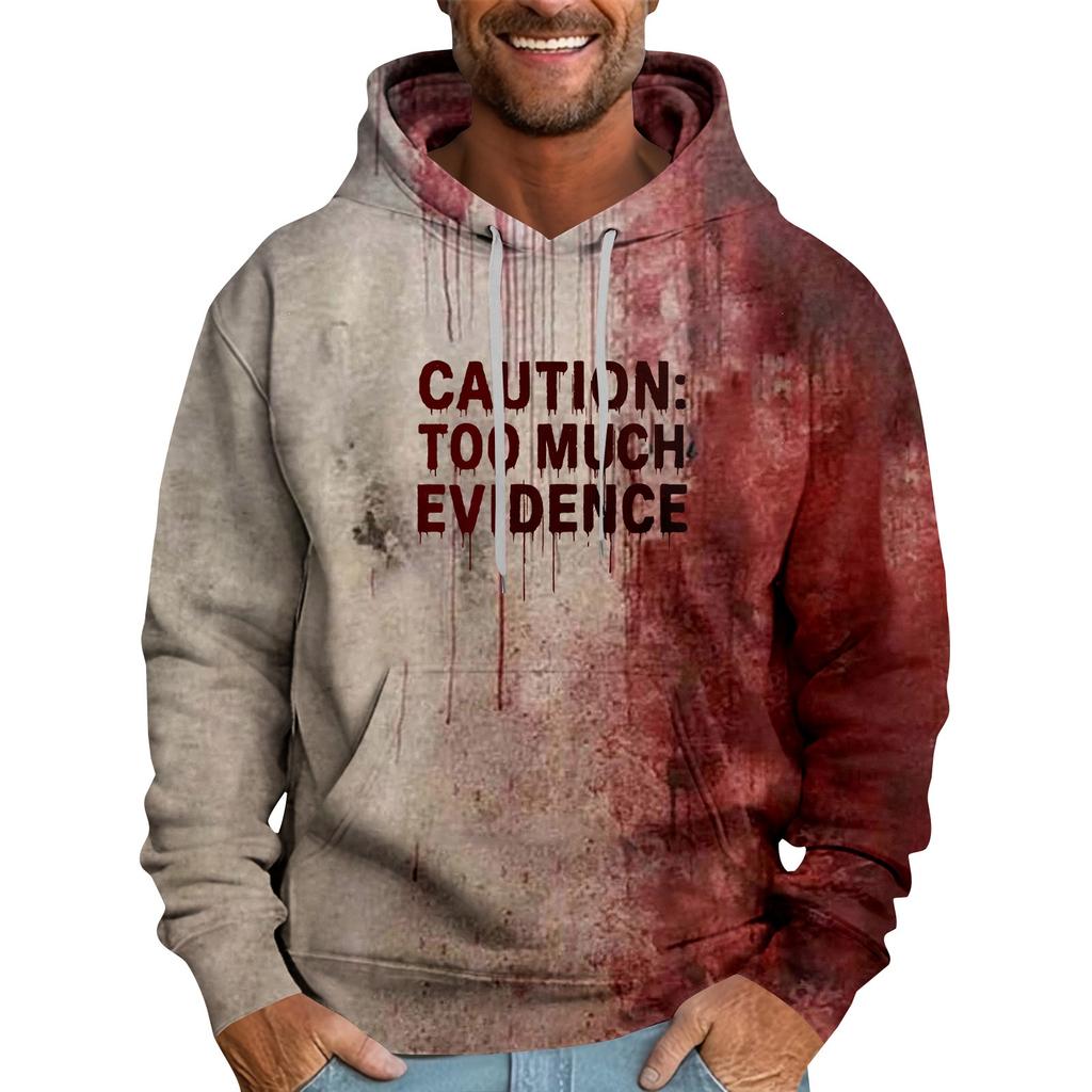Halloween Blood-stained Print Men's Loose Hooded Sweatshirt