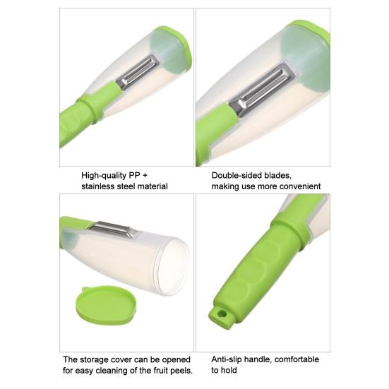 Stainless Steel Peeler with Built in Storage, Vegetable Fruit Cutter, Portable Potato Peeler with Collector, Kitchen Tool