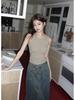 2026 Spring/Summer Women's Frayed Hem Irregular Slit Denim Long Skirt