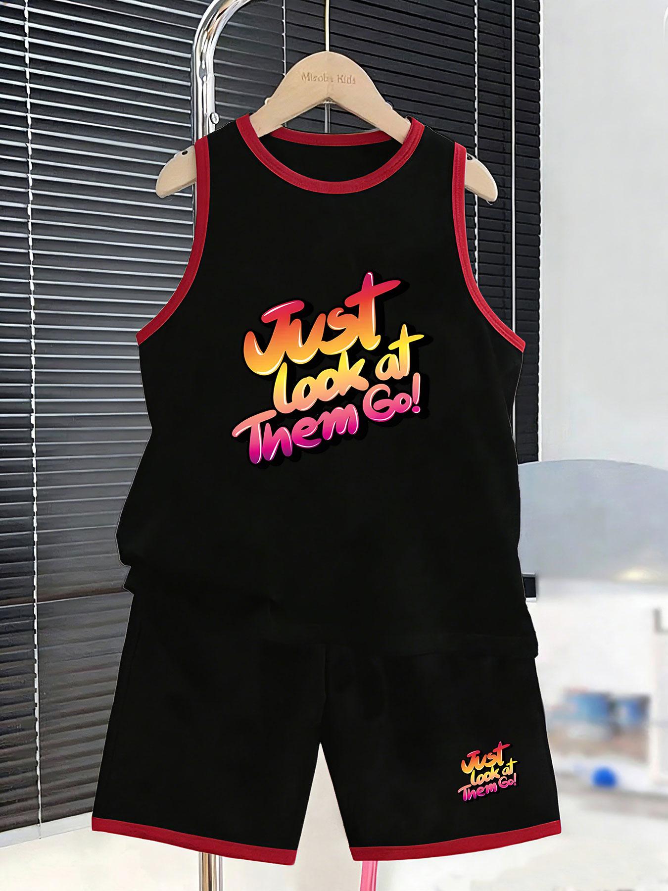

Boys’ gradient slogan set. Lively prints, breathable fabric, loose fit for active summer wear. 2-3Y чёрный