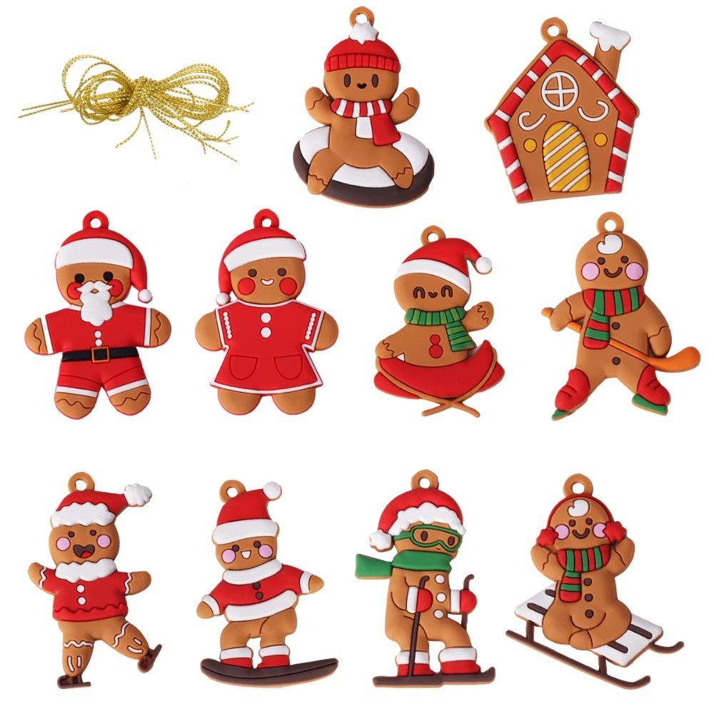 

Cute Gingerbread Man Ornaments DIY Craft Gingerbread Christmas Decor Party Supplies 10pcs - Style B
