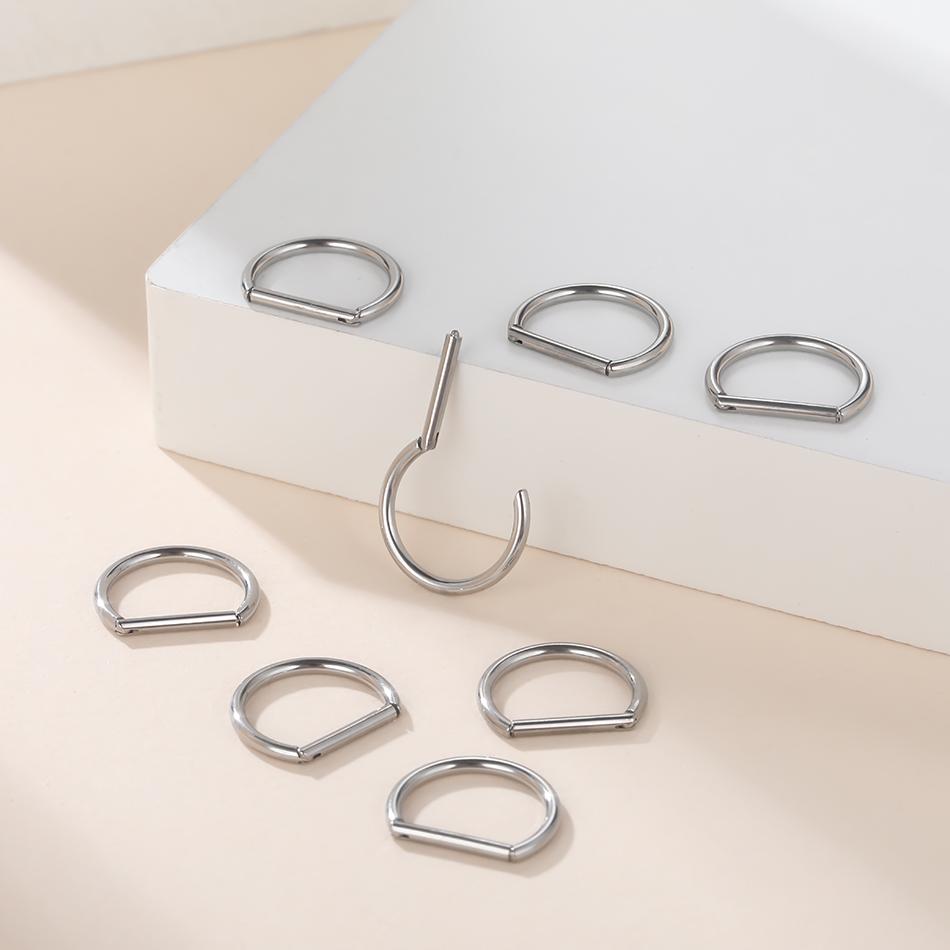 G23 Titanium Piercing D Shape Segment Ring Clicker Ear Cartilage Tragus Helix Lip Nose Hoop Half Ring Jewelry 16G 8/10/12/14mm