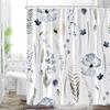 Yellow and Grey Floral Shower Curtain Watercolor Flower Shower Curtain for Bathroom Modern Minimalist White Fabric Bathroom Deco