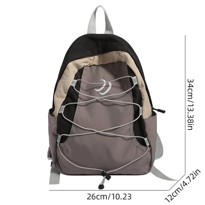 SCIONE New Fashion Backpack Japanese Style Stitching Contrast Drawstring Backpack Lightweight Sports Outdoor Travel Bag Student Schoolbag