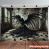 Gothic Fallen Angel Wall Hanging Tapestry, Dark Occult Symbol Art Decor Fabric, Unique Mysterious Ornament For Home Room