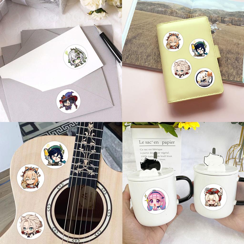 500 Stickers/roll Cartoon Genshin Impact Anime Roll Stickers Kindergarten Reward Color Stickers Creative Hand Tent Tape