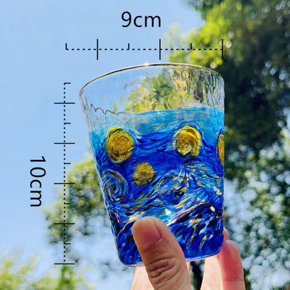 Rainbow Sheen Hand-Painted Glass Cup - Bling Design for Summer
