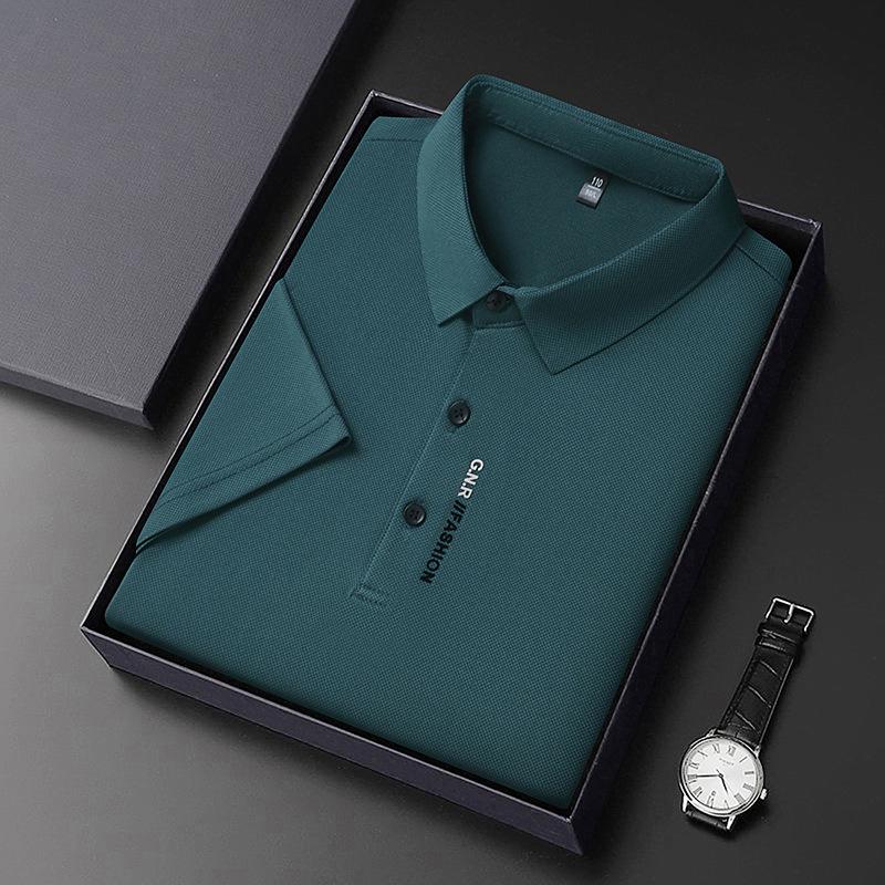 

Men s Summer Ice Silk Short Sleeve Lapel T-Shirt - Versatile, Trendy, Cool, and Casual. 3XL (170-185 lbs)