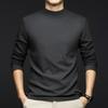 Herren German Velvet Unterhemd, Herbst und Winter Mittelgrün Mode Lässig Halbrollkragen Warmes T-Shirt Pullover