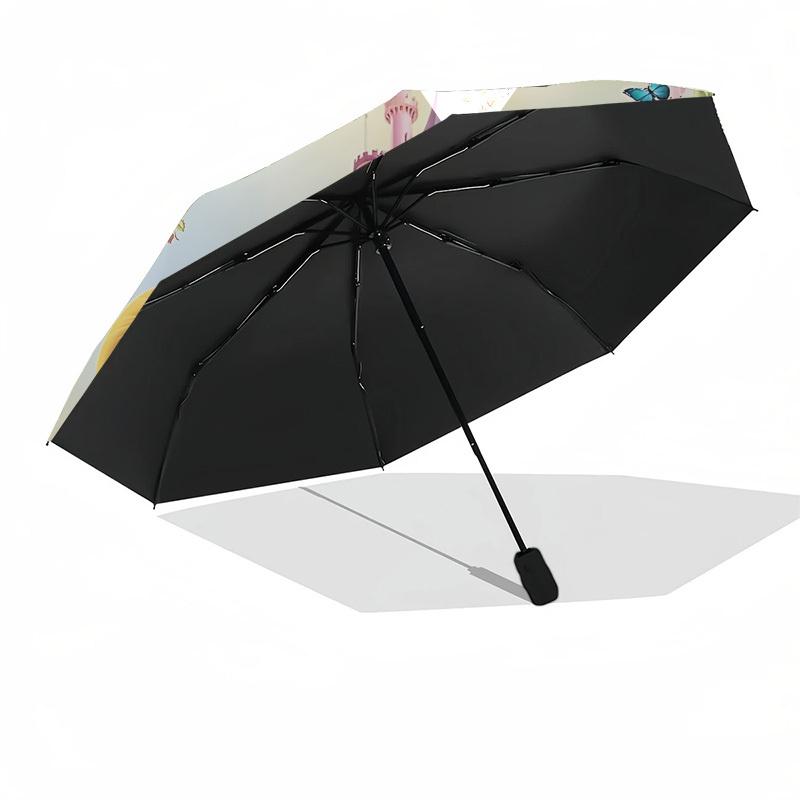 Princess Castle Themed Automatic Opening and Closing Umbrella, Brightly Colored 8-rib Portable Umbrella, Suitable for Men and Women, A Perfect Gift fo