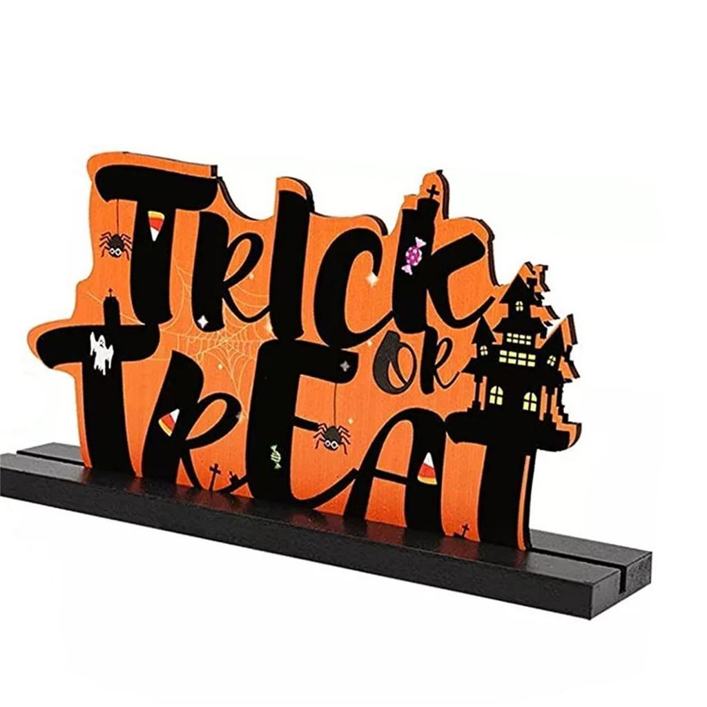 Halloween Desktop Letter Stand Wooden Printed Pumpkins Decoration