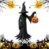 Halloween Witch Statue Gothic Enchanting Witch Figurine with Pumpkin Resin Tabletop Ornament for Haunted House Home Decor