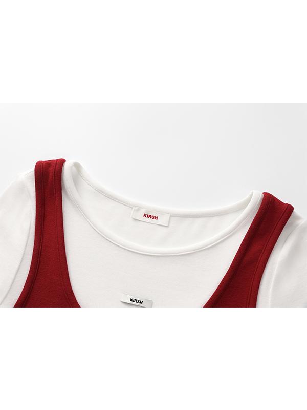 KIRSH Colorblock Layered Slim Fit Long Sleeve [Red]