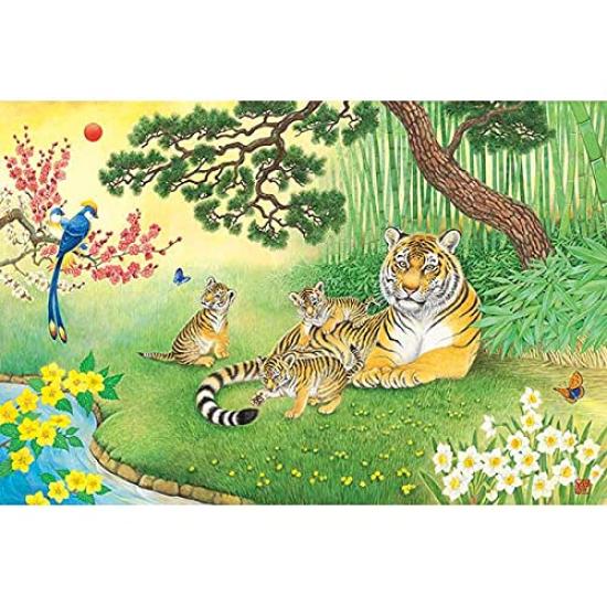 1000-piece Jigsaw Puzzle of "Happy, Prosperous, and Happy" with a Bamboo Tiger (50x75cm)