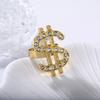 2-teiliges Hip-Hop Schmuckset Dollarzeichen Anhänger Halskette und Fingerringe 80er/90er Outfits Coole Rapper Accessoires Unisex