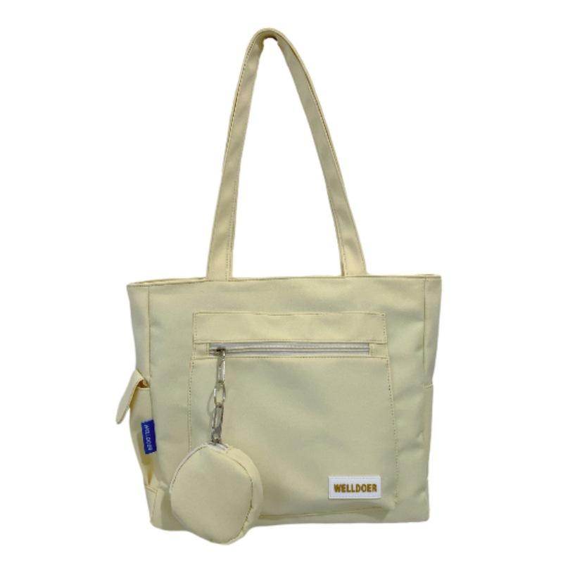 Canvas Bag Women's Shoulder Bag Japanese Simple Large-capacity Handbag Carrying Book Bag Class Bag Students Make Up A Missed Lesson Bag.