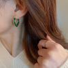 Simple Fashion Blue Red Green Brown Color Heart Metallic Earrings For Women  New Korean Style Brincos Jewelry Wholesale