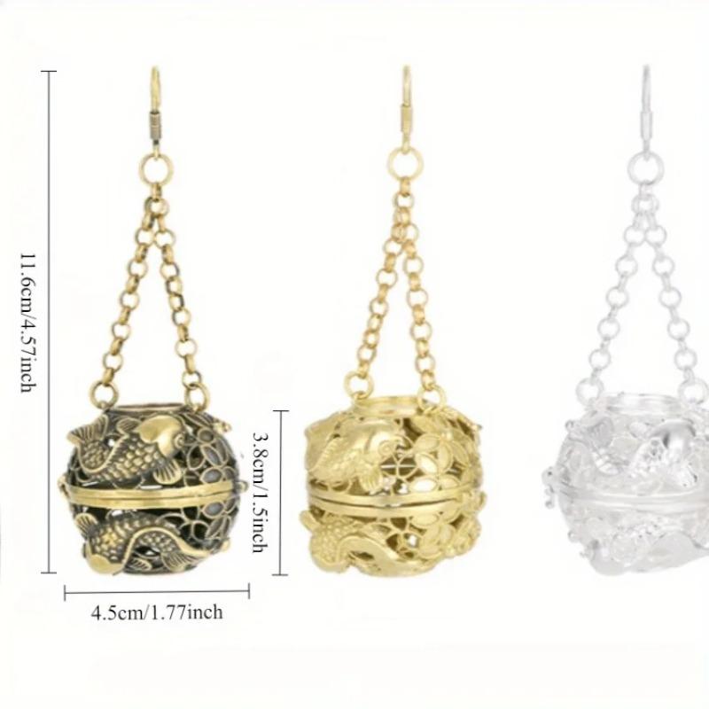 Vintage Copper Incense Burner Car Home Pendant Hollow Brass Sachet Ball Antique Fragrance Ball with Hollowed Home Fragrance Ball