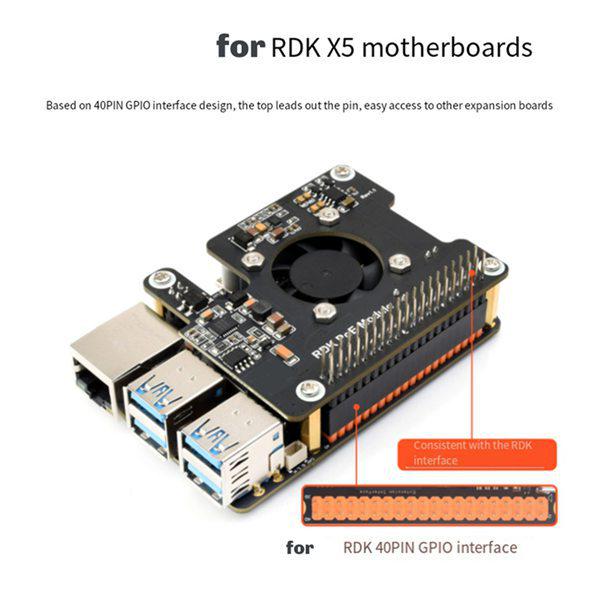 Black PCB PoE Expansion Board Set with Onboard Cooling Fan for RDK X5