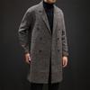 Herren mittellanger karierter Woll-Trenchcoat - Trendige lässige Jacke im Hongkong-Stil für Herbst und Winter