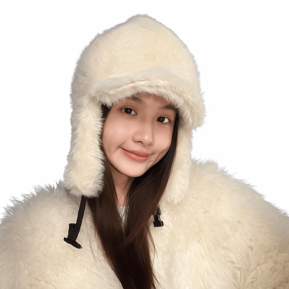 Plush Winter Cap Warm Plush Hat Korean Style Ear Protection Hat for Women