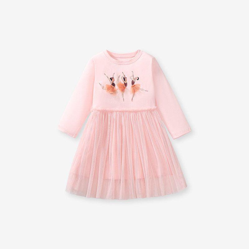 Little Maven European and American Children s Dress Autum Pure Cotton Girls Mesh Skirt Cross-Border Cartoon Print Children s Skirt Gs 1931 7Y (140cm)