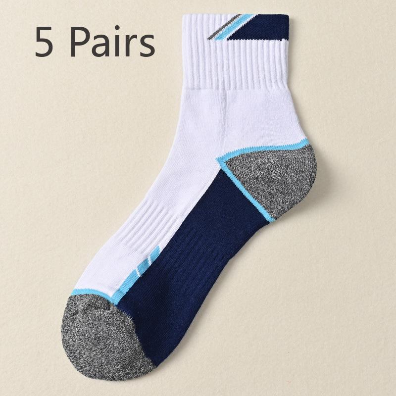 5 Pairs of Men's Autumn and Winter Match Color Thick Towel Bottom Sports Sweat Absorption Deodorizing Stockings