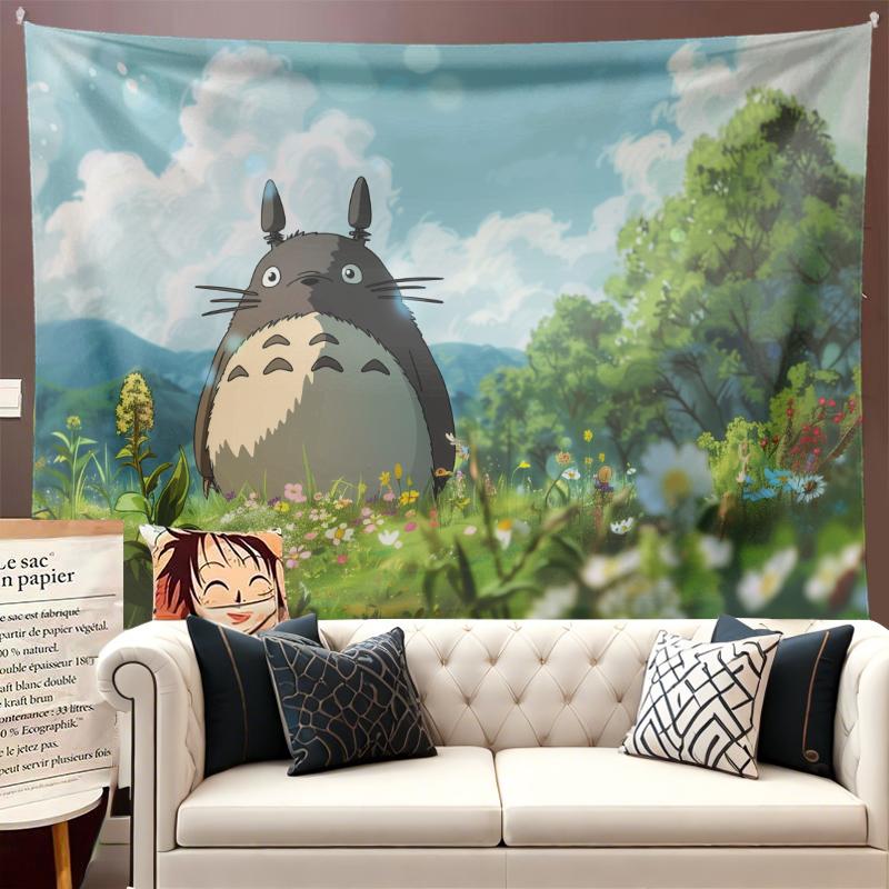 Totoro Miyazaki Hayao Cartoon Healing Anime Background Cloth Hanging Cloth Ins Bedroom Dormitory Living Room Decoration Tapestry