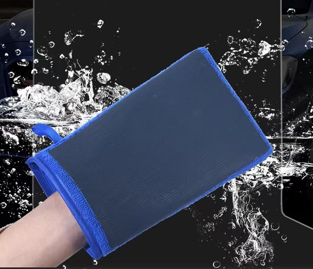 Bridporio Set of Iron Removal Gloves and Car Wash Gloves with Microfiber Car Wash Iron Removal for Cars and Hand Commercial and Sponges 2-Piece