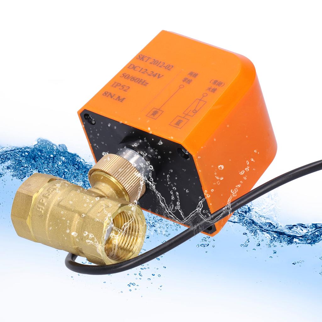 DN20 Professional 2 Way Electric Ball Valve DC12 24V 2‑Wire Brass Ball Valve Accessory