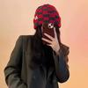 Vintage Plaid Beanie Cap for Women Autumn Winter Warm Knitted Woollen Hat Outdoor Anti-cold Skullies Caps
