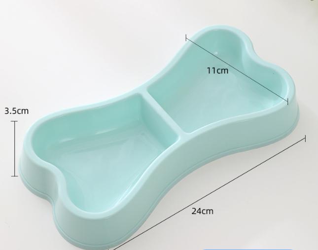 

INS manufacturer s special dog bone shaped pet double bowl maca keel shaped dog double bowl pet bowl for home decoration синій