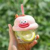 Cute Strawberry Bear Straw Cup, Glass Cup, Water Cup, Handheld Gift, Mini Dwen Dwen Cup