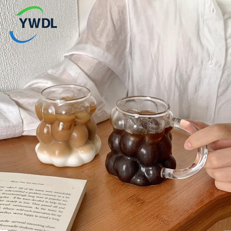 350/400ml Clear Heat Resistant Glass Coffee Mug Glass Latte Cup Milk Water Cocktail Glass Cup Dropshipping Small Niche Design