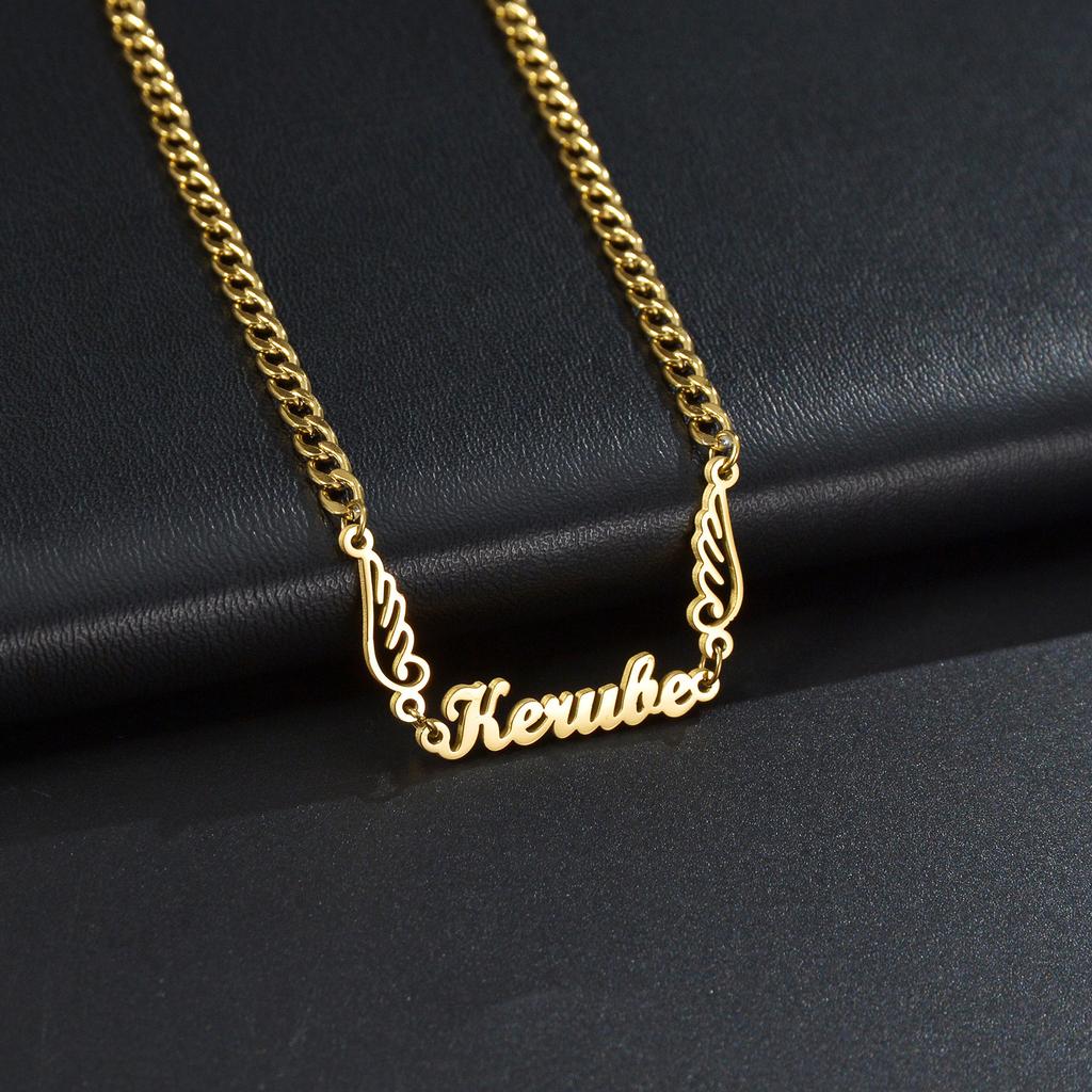 Atoztide Custom Necklaces Personalized Stainless Steel 4mm NK Cuban Thick Chain Pendant Letter for Women Jewelry Gift