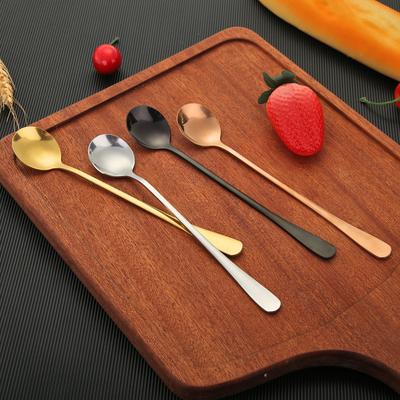 Stainless Steel Long Handle Stirring Spoon Coffee Tea Ice Spoon Bar Tableware Fashion Kitchen Tool Seasoning Mixing Dessert